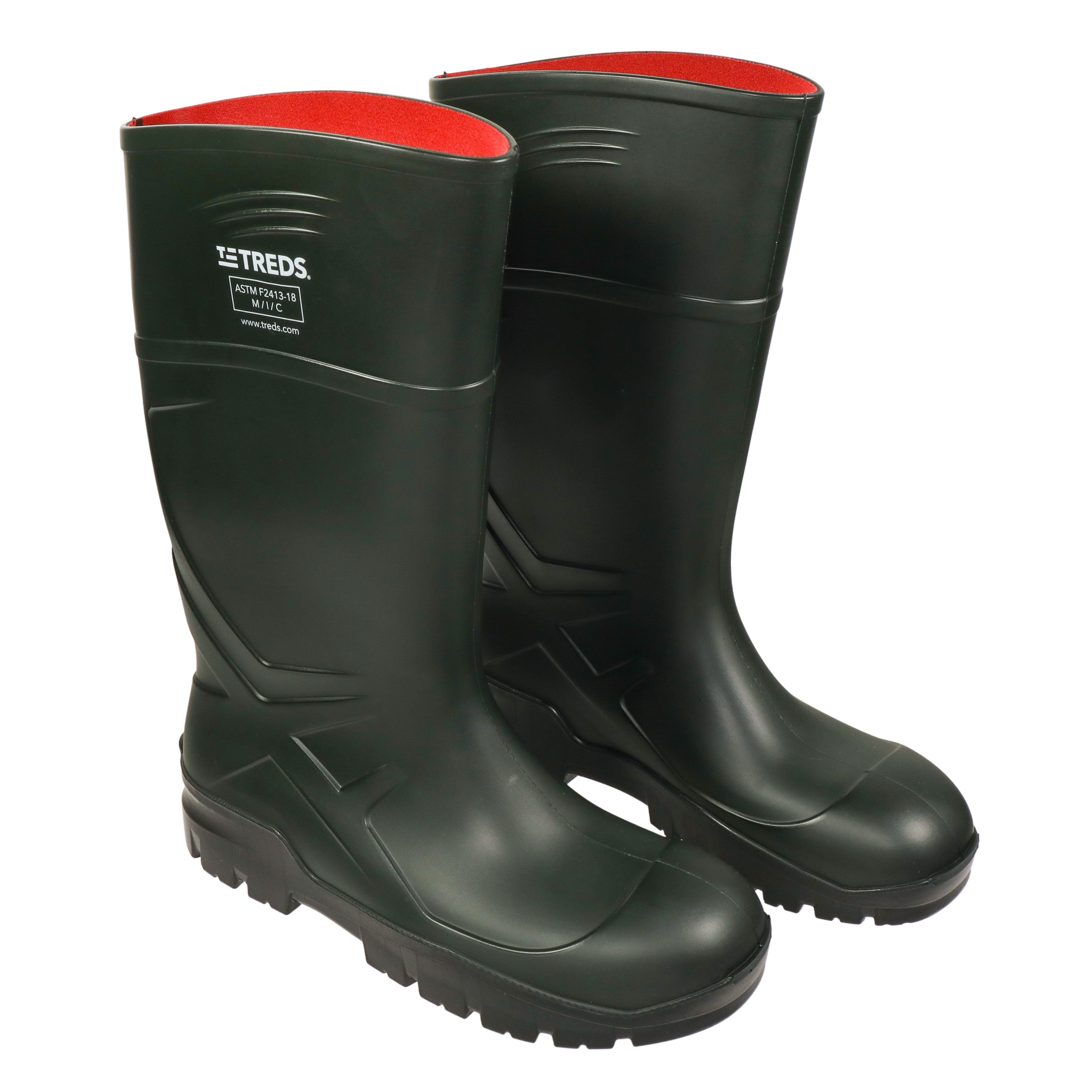 Treds Steel-Toe Rubber Boot, Polyurethane Green / 10